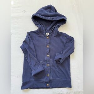 Kate Quinn Organic Cotton Navy Blue Hooded Snap Button Cardigan Sweater Hoodie
